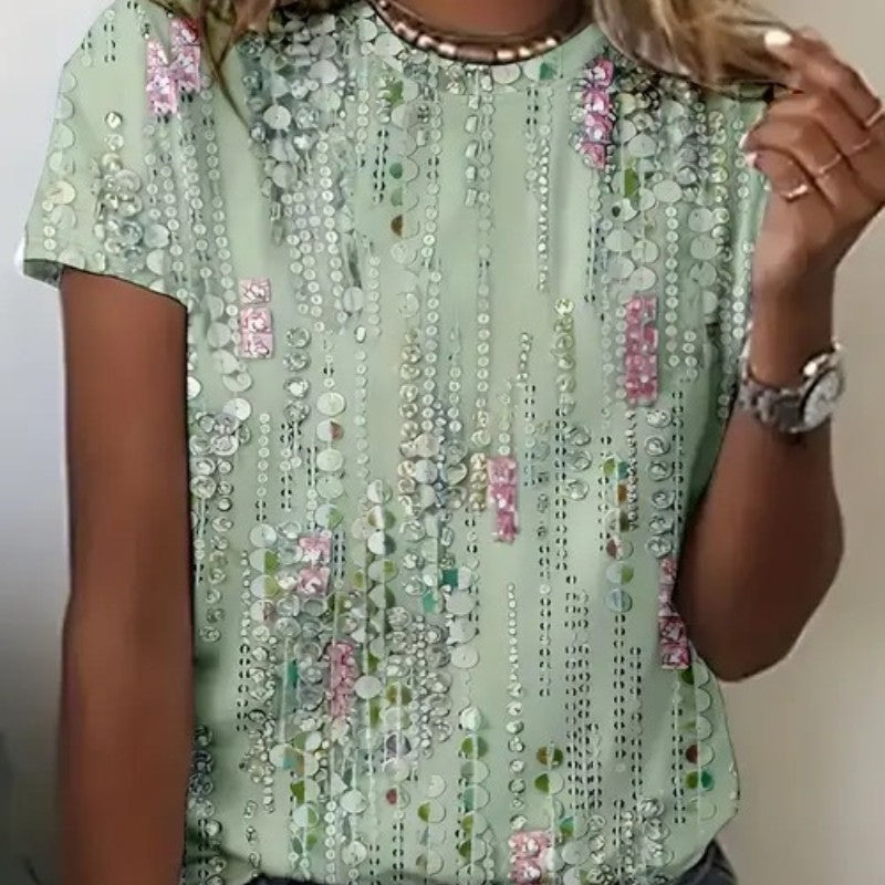 Amaris Printed Round Neck Tee