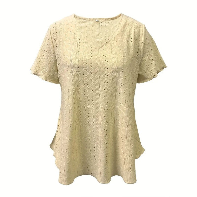 Elodie Scallop V-Neck Blouse