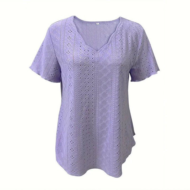 Elodie Scallop V-Neck Blouse