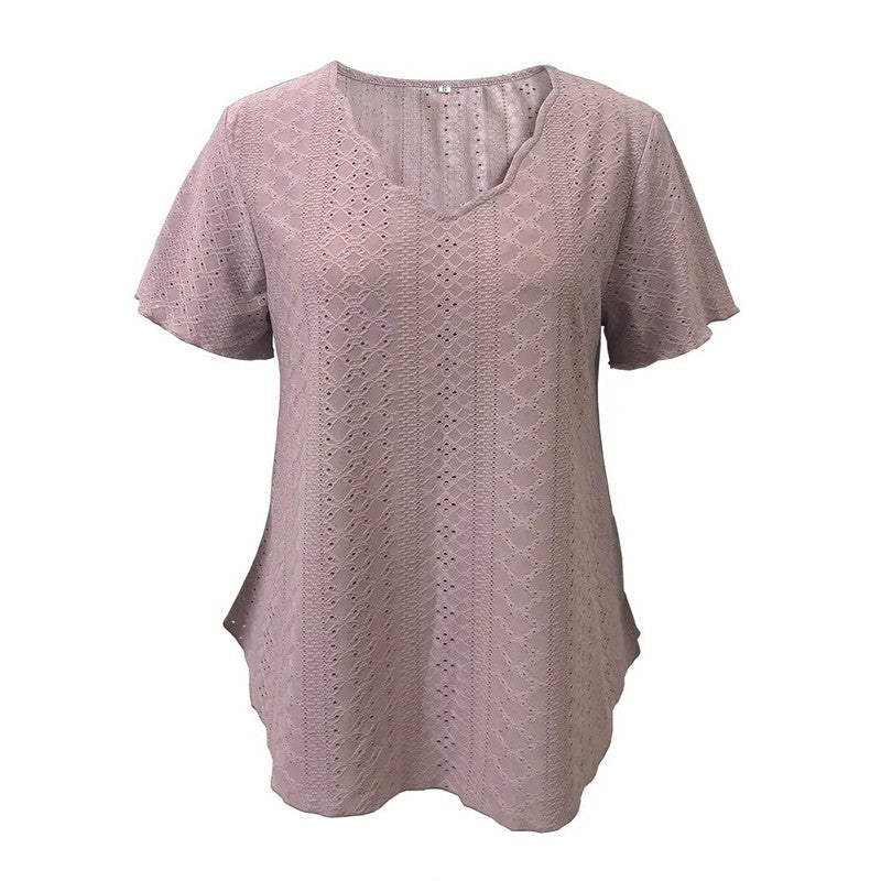 Elodie Scallop V-Neck Blouse